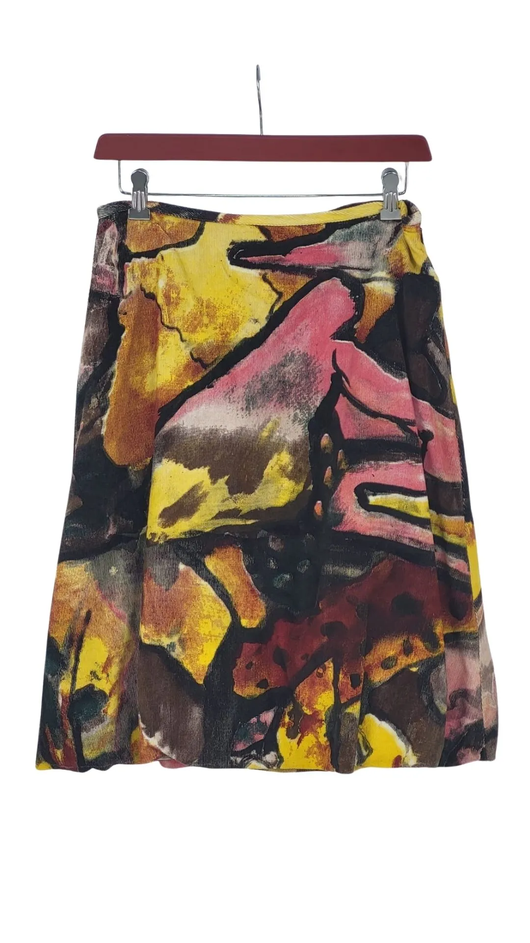 Falda Adolfo Domínguez Mujer Pana Estampado Abstracto Artístico – Talla L (40)