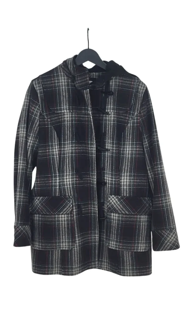 Trenca Yessica Mujer Cuadros Tartán Capucha y Alamares – Talla XL