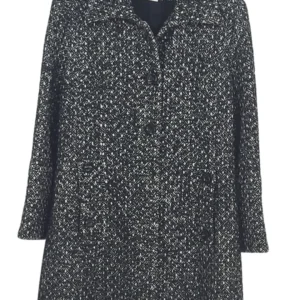 Abrigo Kalfetti Mujer Tweed Bouclé Blanco y Negro Vintage – Talla 2XL (44)