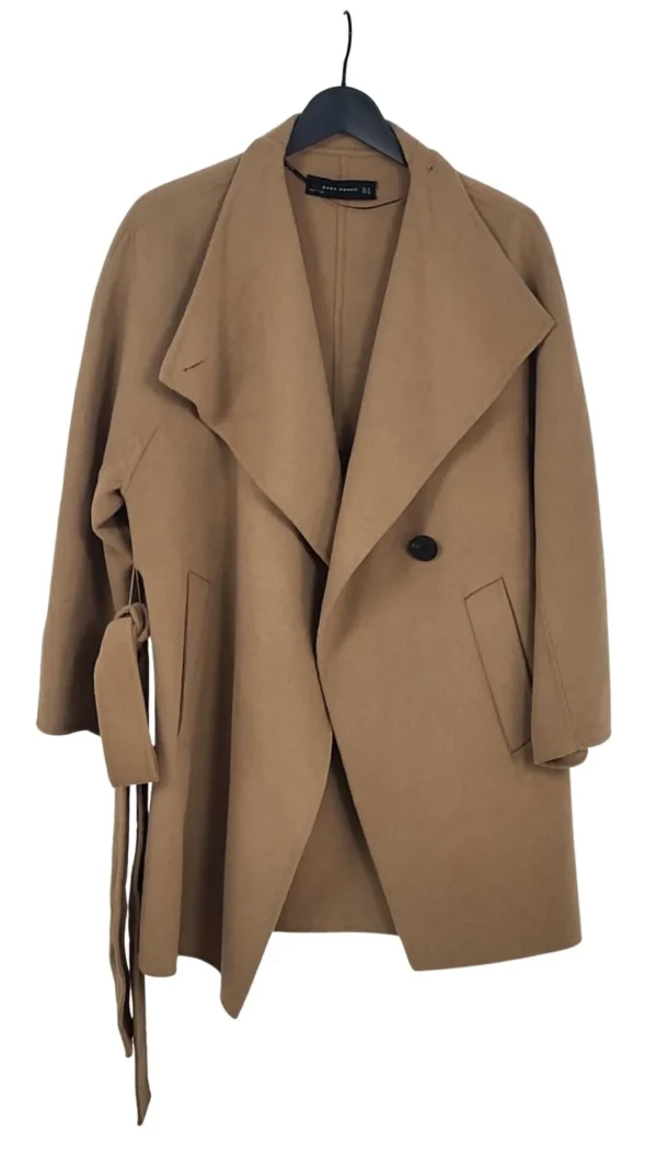 Abrigo Zara Woman Mujer Camel Estilo Bata con Cinturón – Talla M