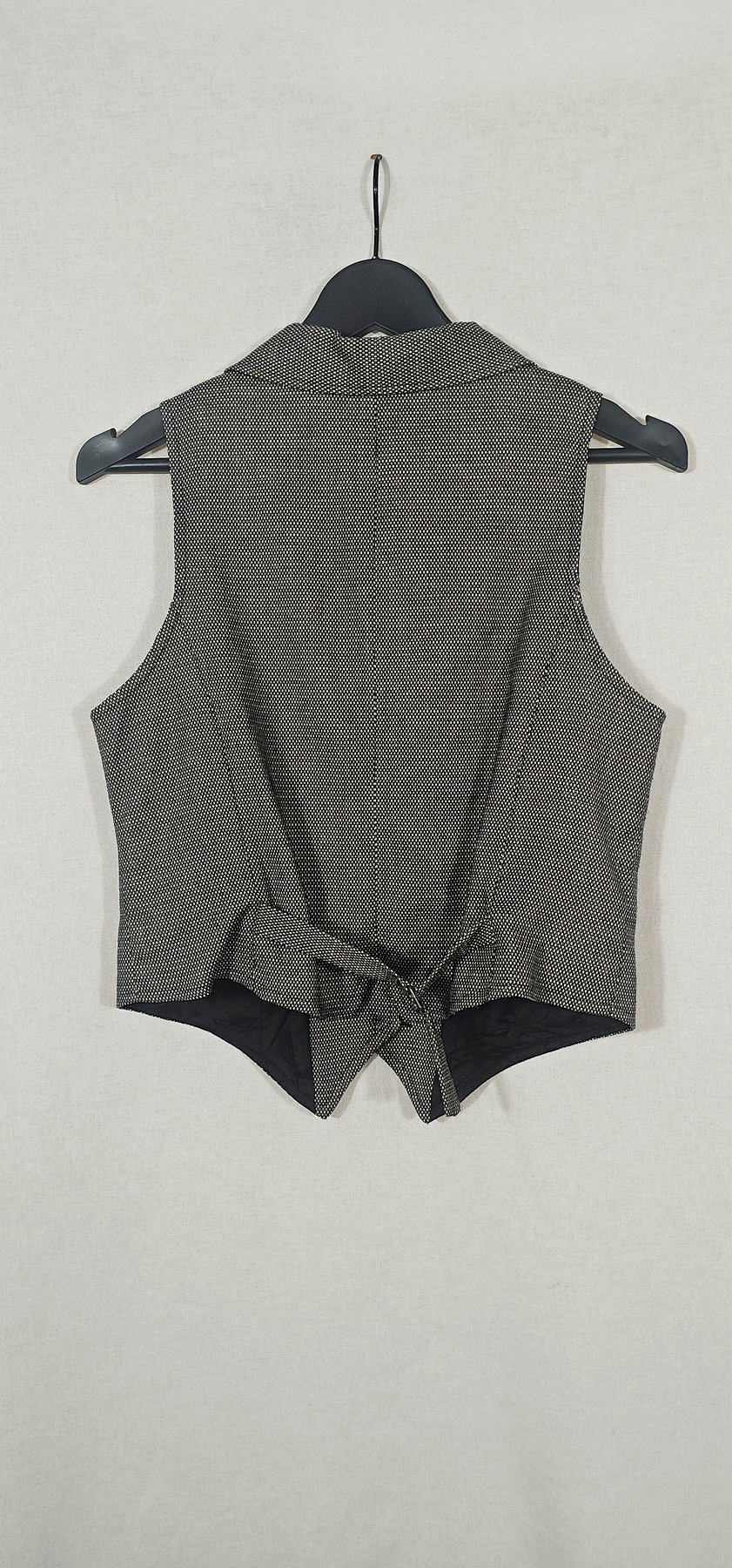 chaleco estampado tweed blanco y negro